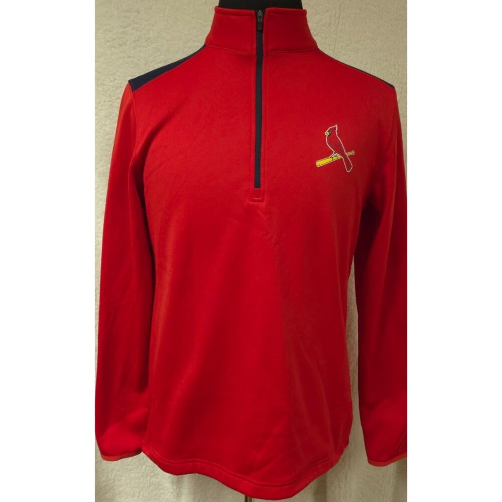 MLB St. Louis Cardinals Mens Medium Red Quarter Zip Logo Pullover Shirt Jacket